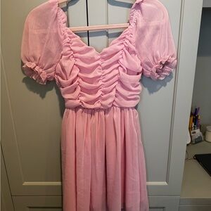 Amazon Pink Ruched Mini Dress